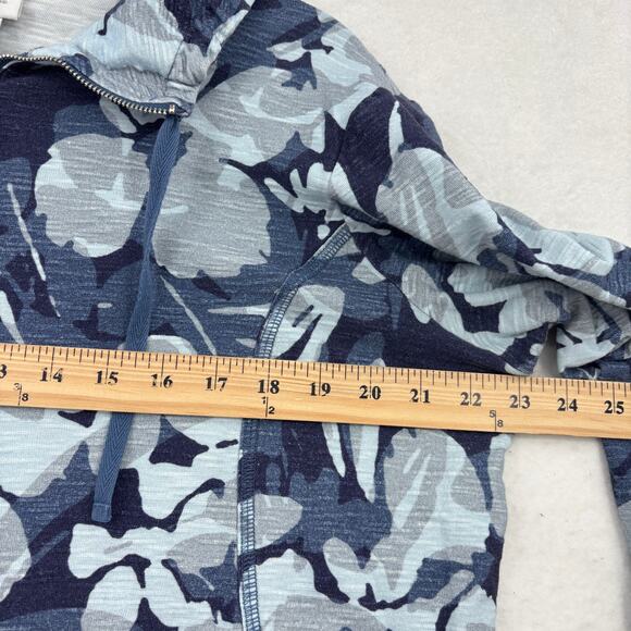 Weekends by Chico's Shirt Top Size L Blue Floral Quarter Zip Long Sleeve Pockets - Picture 6 of 7